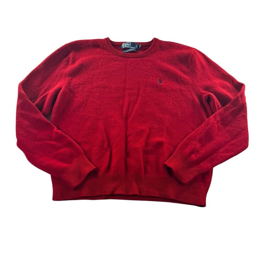 Polo Ralph Lauren Sweater Mens XL Red Lambswool Crewneck Vintage Preppy Pony